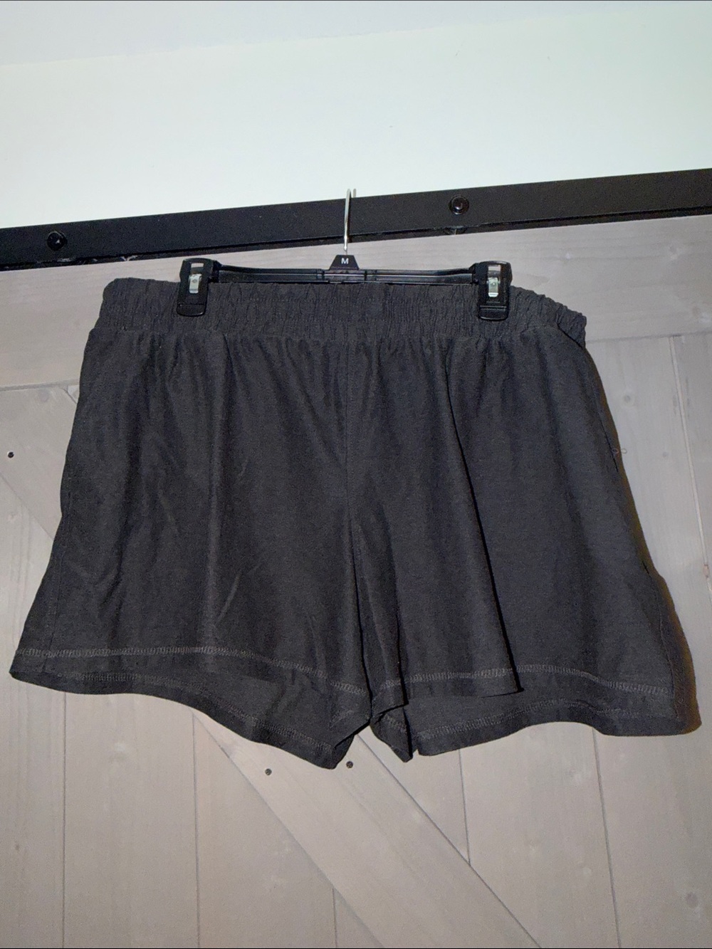 Athletic Works Women's Black Elastic-Waist Athletic Shorts